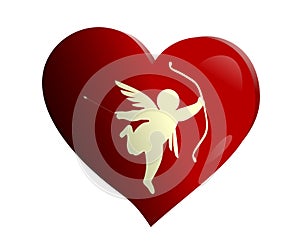 Cupid on a heart