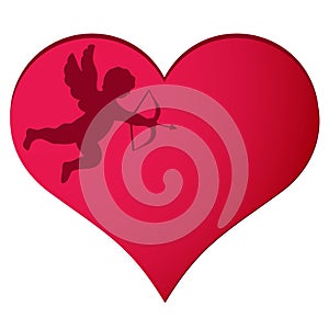 Cupid in heart background