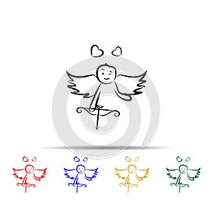 cupid with onions multi color style icon. Simple thin line, outline vector of wedding icons for ui and ux, website or mobile