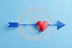 Red heart arrow pattern on blue background,Generative AI