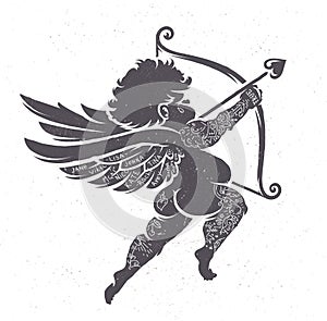 Cupid Silhouette with Tattoos