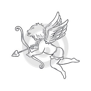 Cupid, vector outline photo