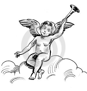 Cupidon on the cloud photo
