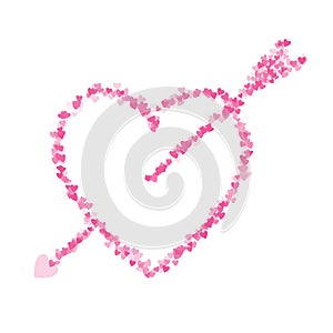 Cupids Arrow and Heart Made of Hearts