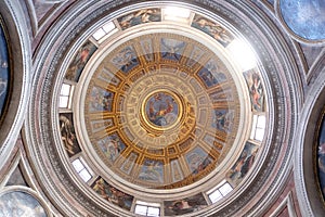 The cupola in Chigi chapel designed by Raphael, painting of the creation story by Francesco Salviati in Church of Santa Maria del photo