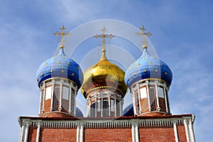 Cupolas of the cathedral, Ryazan Kremlin, Russia