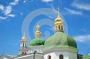Cupolas of the Orthodox church against the sky
