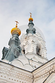 Cupolas and towers of old Orthodox cathedral