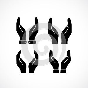 Cupped hands vector icon photo