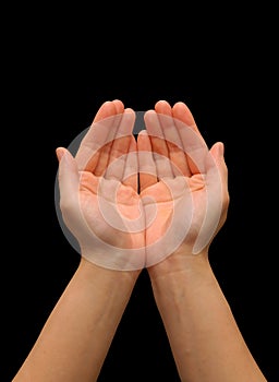 Cupping hand gesture photo