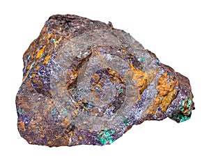 Cuprite and Malachite in Limonite rock isolated
