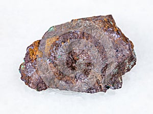 Cuprite and Malachite in Limonite rock on white