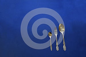 Cupro-nickel spoon, fork and teaspoon.