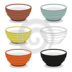 Cups or bowl of different cly types illustration set