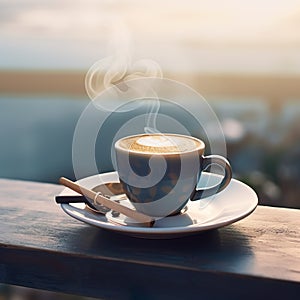 cups of coffee on wood table