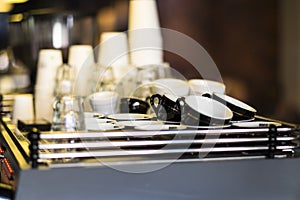 Cups on espresso machine