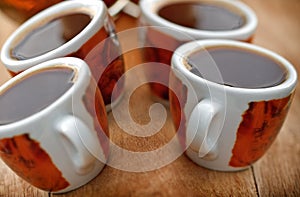 Cups with fresh coffee