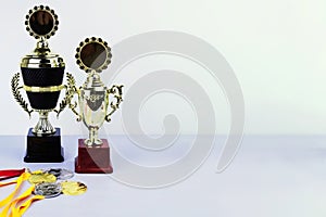 cups and medals for awarding the winners. Sports, competitions.