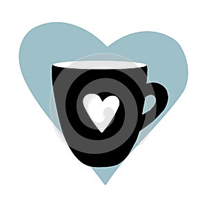 Cups mug heart love hand drawn style vector doodle design illustrations