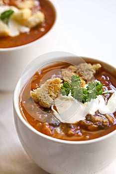 Cups of Soup with Croutons photo