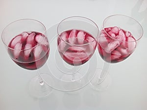 Cups with Summer red wine or Tinto de Verano, a popular Spanish drink