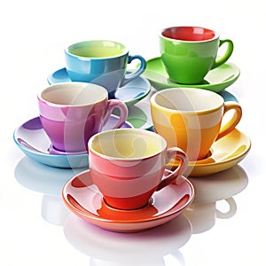 Cups on a support isolated on white background