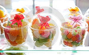 Cups of Thai sweetmeats photo