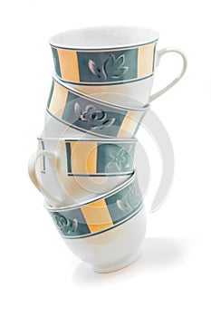 Cups on a white background