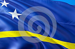 Curacao flag. 3D Waving flag design. The national symbol of Curacao, 3D rendering. The national symbol of Curacao background