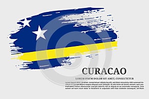 Curacao flag grunge brush and poster, vector