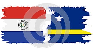 Curacao and Paraguay grunge flags connection vector