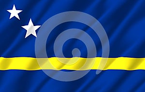 Curacao realistic flag illustration.