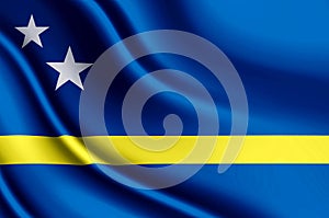 Curacao realistic flag illustration.