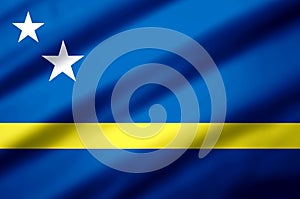 Curacao realistic flag illustration.