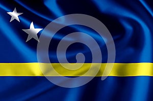 Curacao realistic flag illustration.