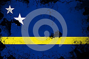 Curacao rusty and grunge flag illustration