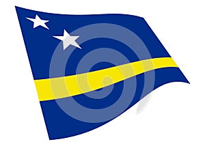 Curacao waving flag illustration with clipping path