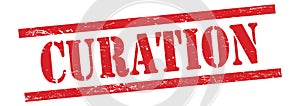 CURATION text on red grungy lines stamp photo