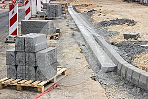Curb and gutter installation in progress