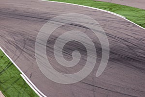 Curbs on a track in the middle of a chicane