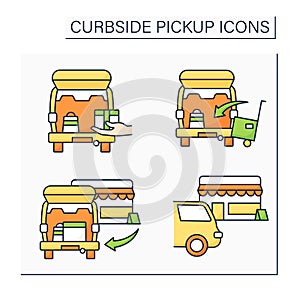 Curbside pickup color icons set