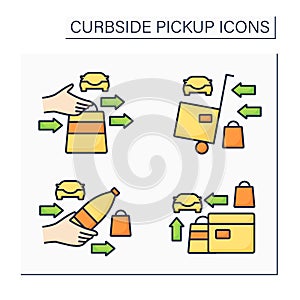 Curbside pickup color icons set