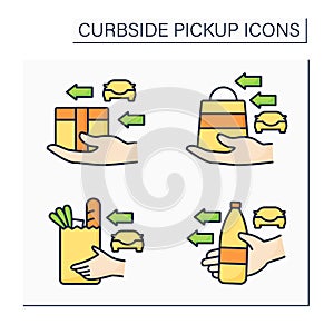 Curbside pickup color icons set