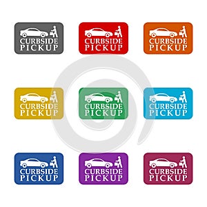 Curbside Pickup icon isolated on white background. Set icons colorful