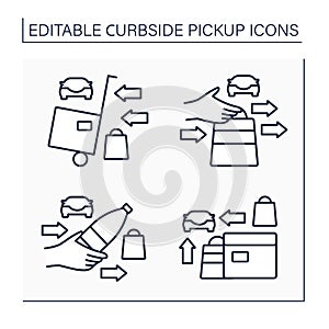 Curbside pickup line icons set