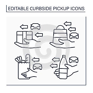 Curbside pickup line icons set