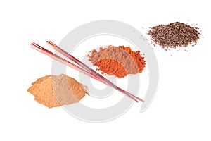 Curcuma, pepper, chili pepper spices.