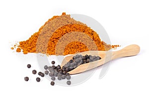 Curcumin powder  tumeric ground, turmeric or Curcuma  and black pepper