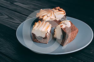 Curd cake on a wooden background
