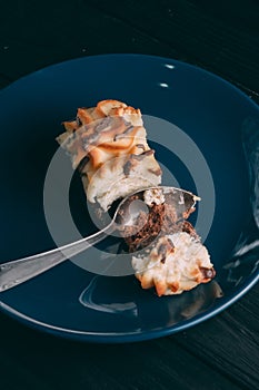 Curd cake on a wooden background